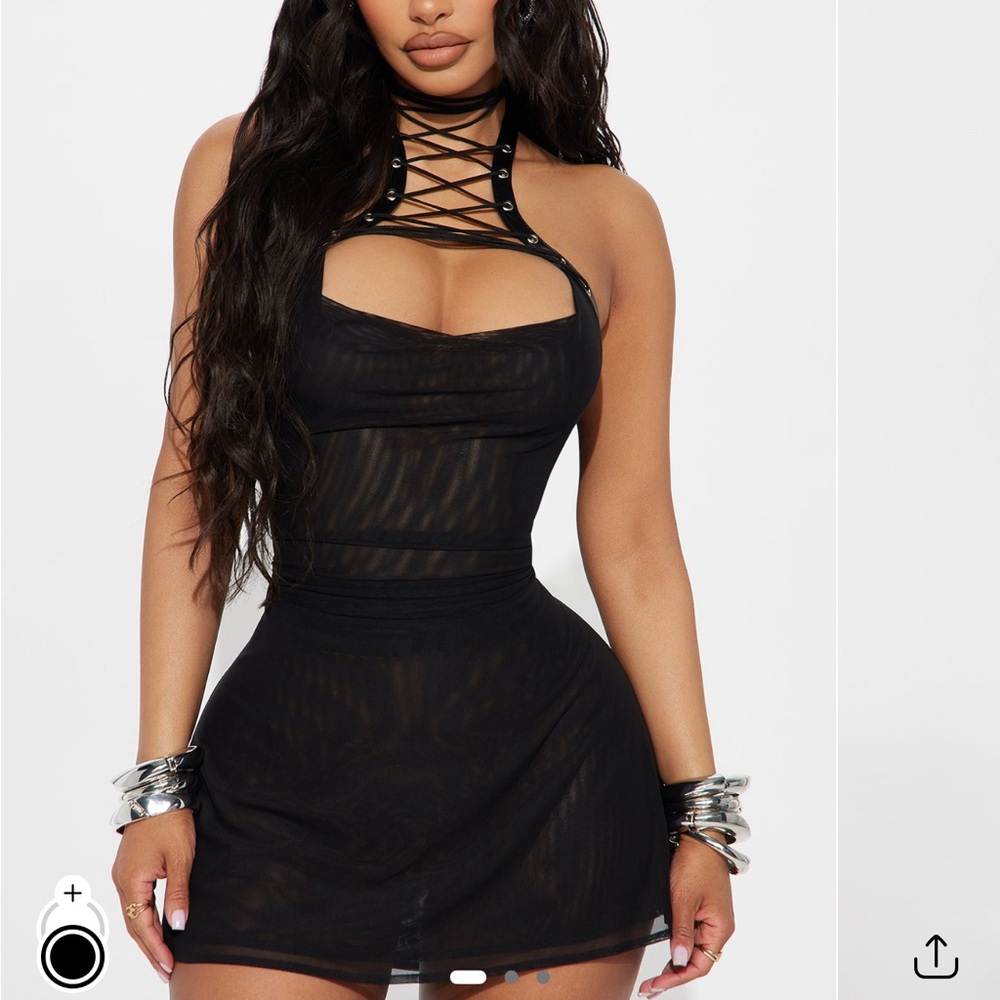Black Cut Out Tie Front Mini Dress